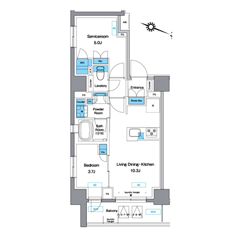 プレディアコート板橋(1LDK[A1-type]：44.91㎡)の間取り画像