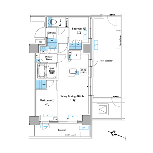 プレディアコート板橋(2LDK[F-type]：44.65㎡)の間取り画像