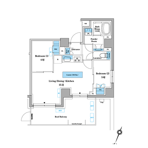 プレディアコート板橋(2LDK[G-type]：47.75㎡)の間取り画像