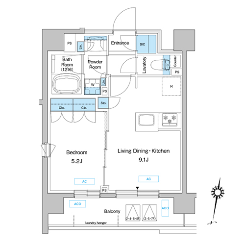 プレディアコート三軒茶屋(1LDK[D-type]：39.16㎡)の間取り画像