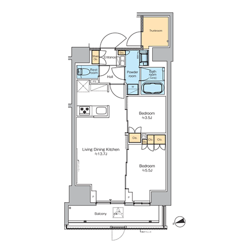 プラウドフラット本郷三丁目｜間取図
