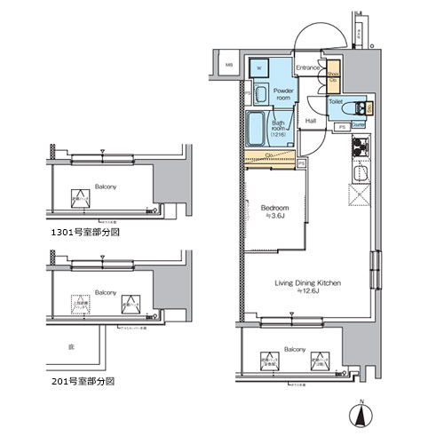 プラウドフラット錦糸町ウエスト(1LDK[Aタイプ]：40.50㎡)の間取り画像
