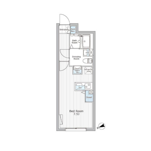 レジデンス市谷仲之町(1R[25.19㎡])の間取り画像