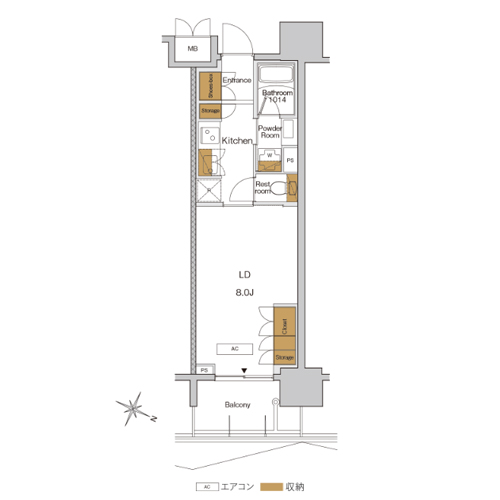 RJRプレシア東十条ガーデン(1K[Iタイプ]：26.58㎡)の間取り画像