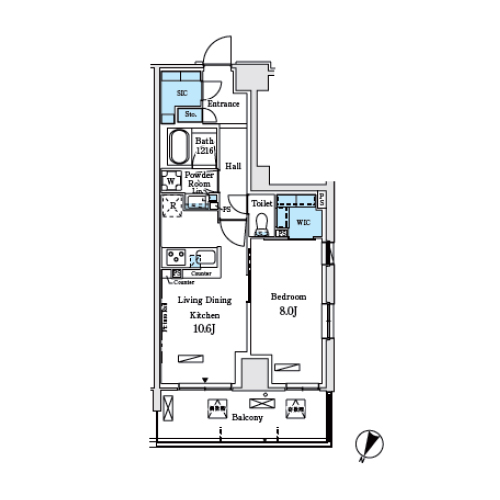ロイヤルパークス赤羽ノース(1LDK[E-type]：49.16㎡)の間取り画像