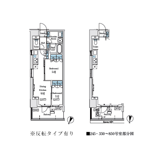 ロイヤルパークス赤羽ノース(2DK[I-type]：46.20㎡)の間取り画像