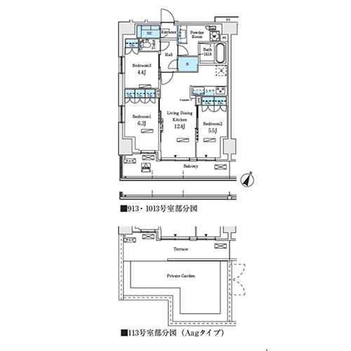 ロイヤルパークス赤羽ノース(3LDK[Aa・Aag-type]：70.00㎡)の間取り画像