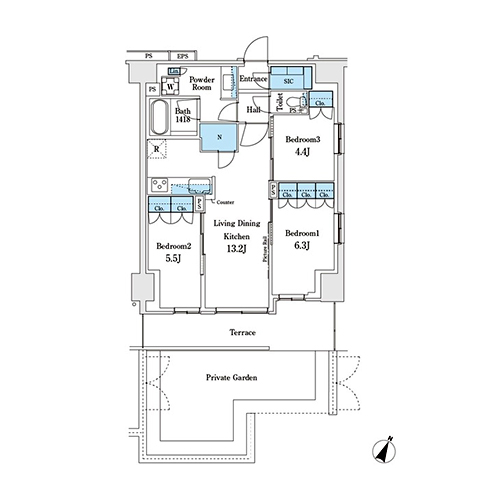 ロイヤルパークス赤羽ノース(3LDK[Ab'g-type]：70.00㎡)の間取り画像