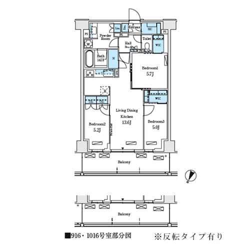 ロイヤルパークス赤羽ノース(3LDK[Fr-type]：73.50㎡)の間取り画像