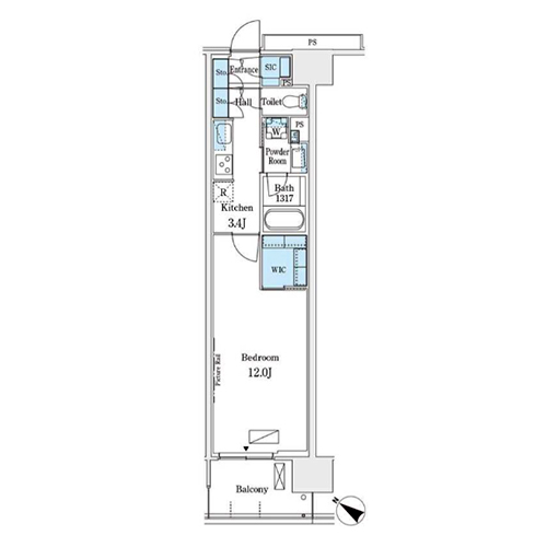 ロイヤルパークス有明(1K[F1-type]：39.84㎡)の間取り画像