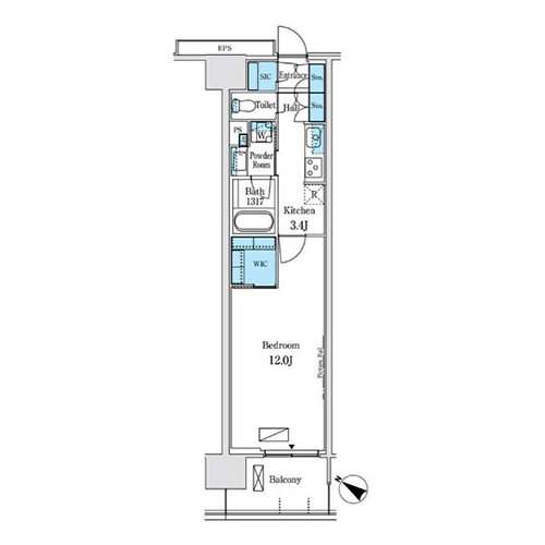 ロイヤルパークス有明(1K[F2-type]：39.84㎡)の間取り画像