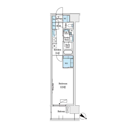 ロイヤルパークス有明(1K[N1-type]：39.84㎡)の間取り画像