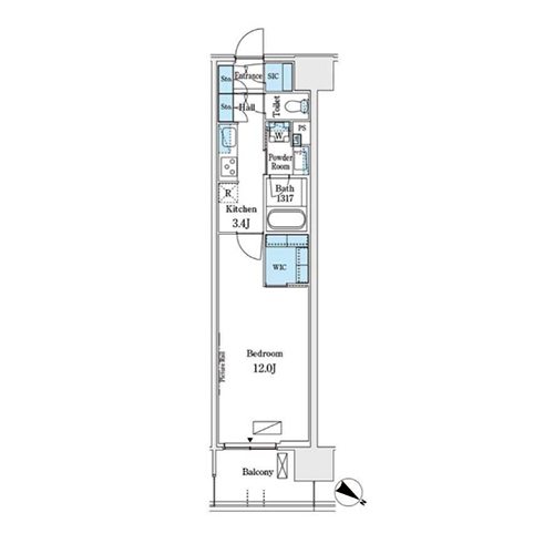 ロイヤルパークス有明(1K[N2-type]：39.84㎡)の間取り画像