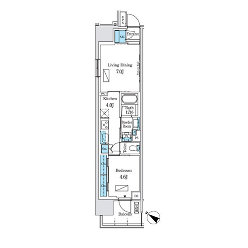 ロイヤルパークス有明(1LDK[A1-type]：39.84㎡)の間取り画像