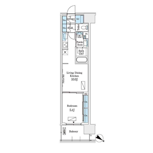 ロイヤルパークス有明(1LDK[B10-type]：39.84㎡)の間取り画像
