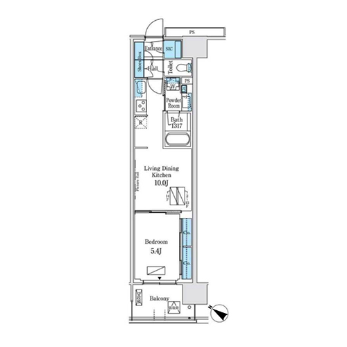 ロイヤルパークス有明(1LDK[B3-type]：39.84㎡)の間取り画像