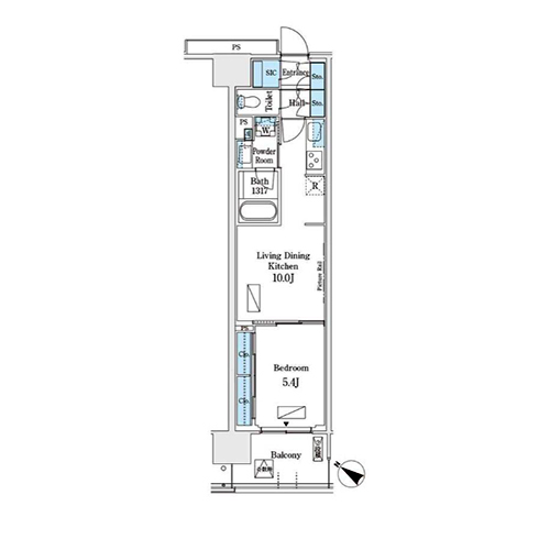 ロイヤルパークス有明(1LDK[B4-type]：39.84㎡)の間取り画像