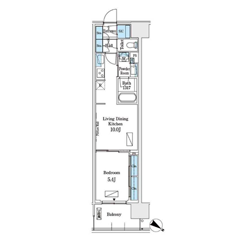 ロイヤルパークス有明(1LDK[B7-type]：39.84㎡)の間取り画像