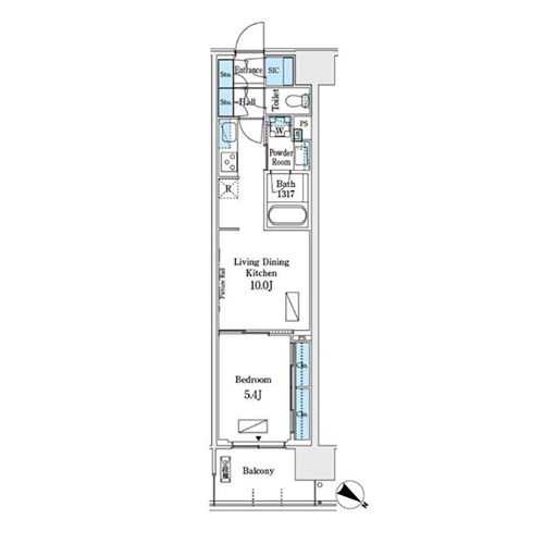 ロイヤルパークス有明(1LDK[B8-type]：39.84㎡)の間取り画像