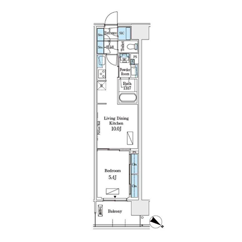 ロイヤルパークス有明(1LDK[B9-type]：39.84㎡)の間取り画像