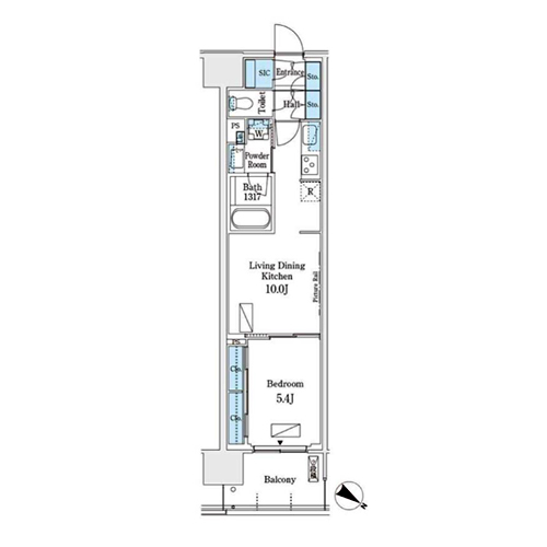 ロイヤルパークス有明(1LDK[C3-type]：39.84㎡)の間取り画像
