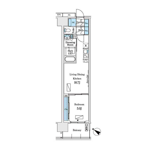 ロイヤルパークス有明(1LDK[G1-type]：39.84㎡)の間取り画像