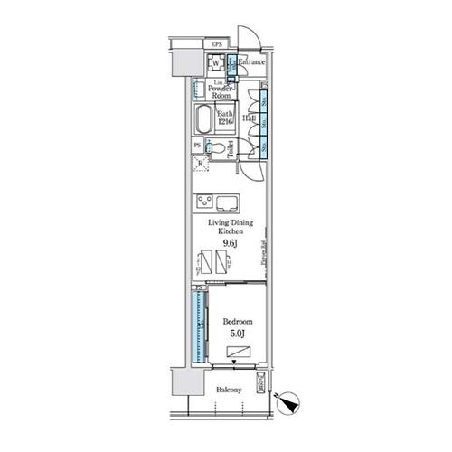 ロイヤルパークス有明(1LDK[H4-type]：39.84㎡)の間取り画像