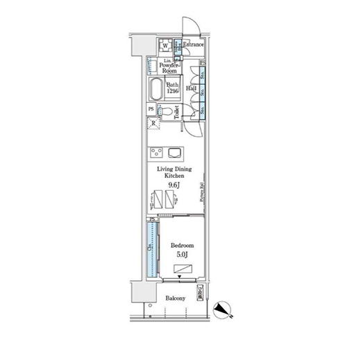 ロイヤルパークス有明(1LDK[H8-type]：39.84㎡)の間取り画像