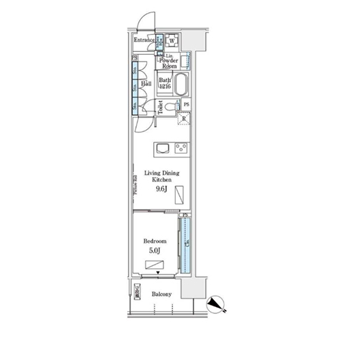 ロイヤルパークス有明(1LDK[H9-type]：39.84㎡)の間取り画像