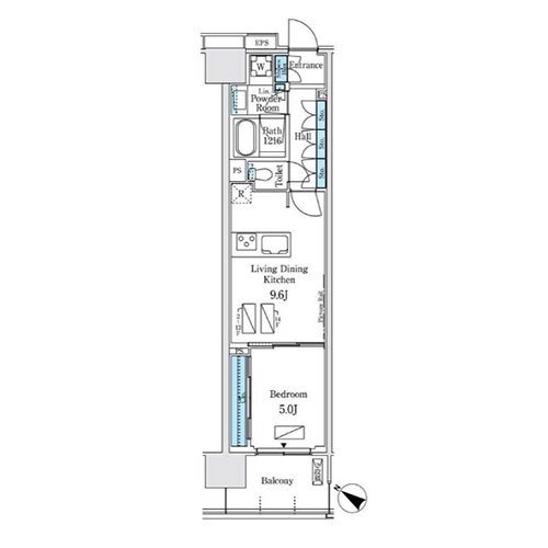 ロイヤルパークス有明(1LDK[I1-type]：39.84㎡)の間取り画像