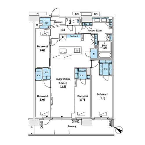 ロイヤルパークス有明(4LDK[R1-type]：119.52㎡)の間取り画像
