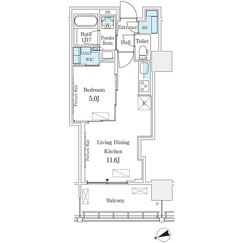 ロイヤルパークス品川(1LDK[03-type]：40.02㎡)の間取り画像