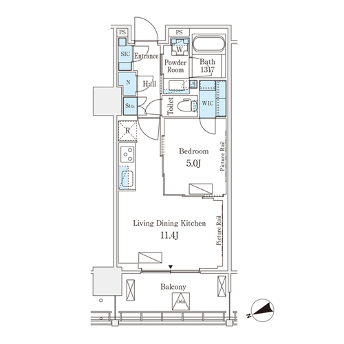 ロイヤルパークス品川(1LDK[07-type]：41.62㎡)の間取り画像