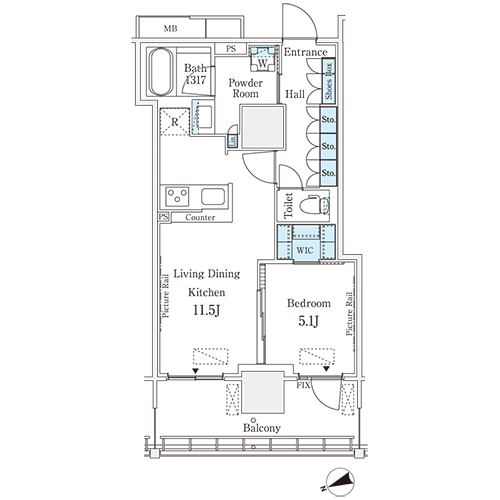 ロイヤルパークス品川(1LDK[02-type]：46.20㎡)の間取り画像