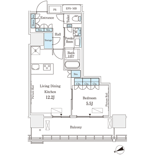 ロイヤルパークス品川(1LDK[11-type]：48.65㎡)の間取り画像