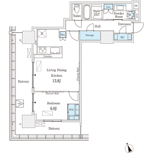 ロイヤルパークス品川(1LDK[12-type]：55.00㎡)の間取り画像