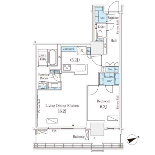 ロイヤルパークス品川(1LDK[56-type]：59.72㎡)の間取り画像