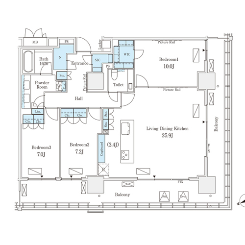 ロイヤルパークス品川(3LDK[62-type]：116.39㎡)の間取り画像