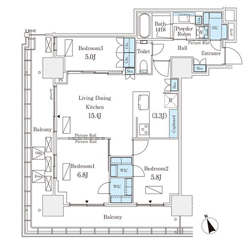 ロイヤルパークス品川(3LDK[47-type]：75.68㎡)の間取り画像