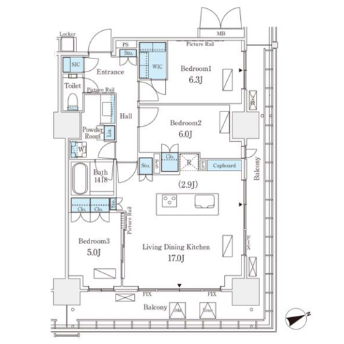 ロイヤルパークス品川(3LDK[67-type]：78.82㎡)の間取り画像