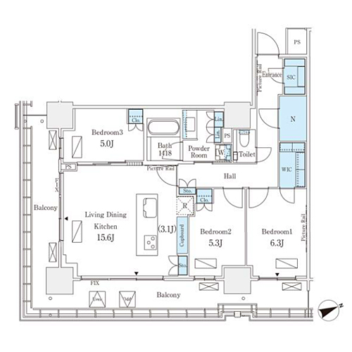 ロイヤルパークス品川(3LDK[49-type]：81.59㎡)の間取り画像