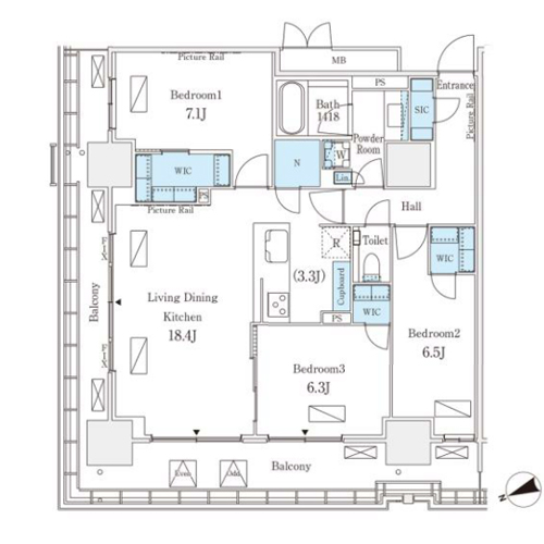 ロイヤルパークス品川(3LDK[40-type]：88.54㎡)の間取り画像