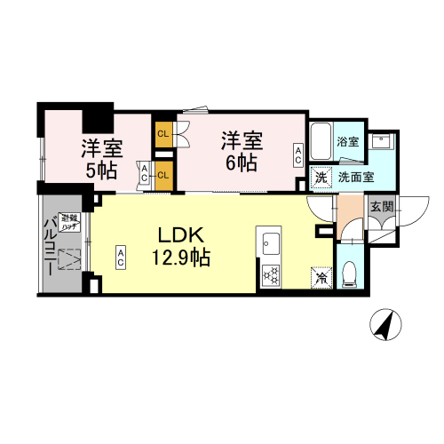 ロイジェント戸越銀座(2LDK[C'-type]：51.85㎡)の間取り画像