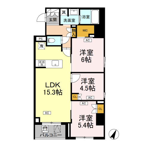 ロイジェント戸越銀座(3LDK+WIC[P-type]：71.09㎡)の間取り画像