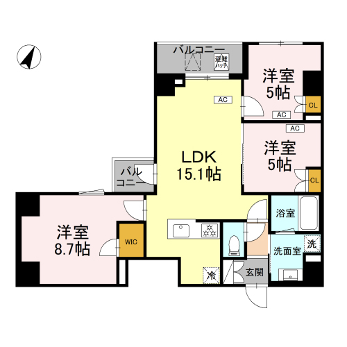 ロイジェント戸越銀座(3LDK+WIC[K-type]：73.22㎡)の間取り画像