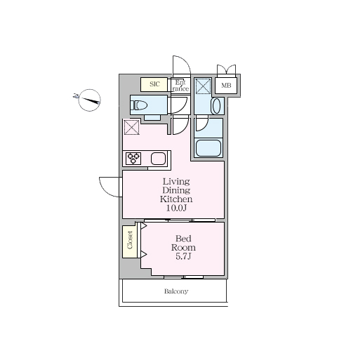 S-RESIDENCE板橋大山clair(1LDK[Eタイプ]：37.21㎡)の間取り画像