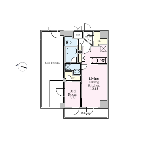S-RESIDENCE板橋大山clair(1LDK[Gタイプ]：40.66㎡)の間取り画像