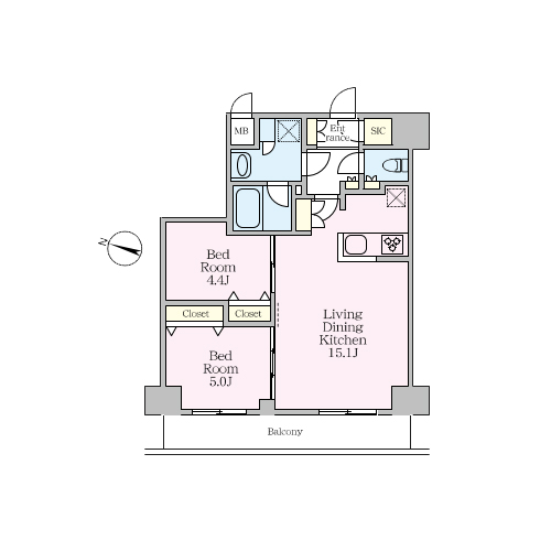 S-RESIDENCE板橋大山clair(2LDK[Mタイプ]：55.56㎡)の間取り画像