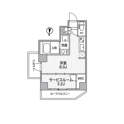 S-RESIDENCE亀戸balm(1R+S[Bタイプ]：27.73㎡)の間取り画像