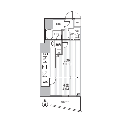 S-RESIDENCE蔵前balm(1LDK[A-type]：40.37㎡)の間取り画像
